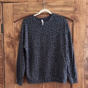 Athleta Charcoal Leopard Crewneck Sweater